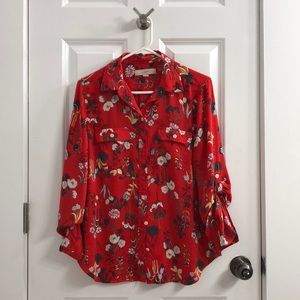 Ann Taylor Loft Valley floral utility blouse